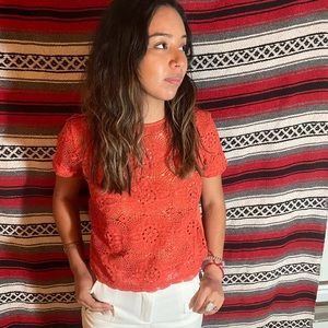 Orange Lace Top